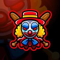 diseño de logotipo de esport de mascota de cabeza de payaso vector