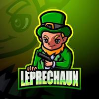 Leprechaun mascot esport logo design vector