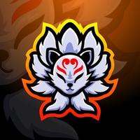 kitsune zorro nueve colas mascota esport diseño de logotipo vector