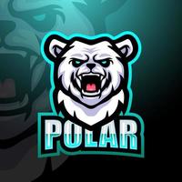 Polar bear mascot esport logo design vector