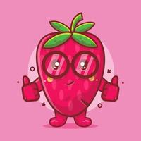 linda mascota de personaje de fruta de fresa con doble pulgar hacia arriba dibujos animados aislados a mano en un diseño de estilo plano. gran recurso para icono, símbolo, logo, pegatina, banner. vector