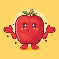 linda mascota de carácter de fruta de manzana con dibujos animados aislados de gesto confuso en un diseño de estilo plano. gran recurso para icono, símbolo, logo, pegatina, banner. vector