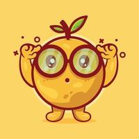 genius orange fruit character mascot with think expression isolated cartoon in flat style design vector