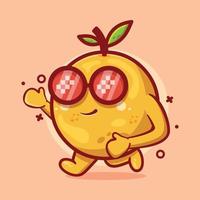 cool orange fruit character mascot running isolated cartoon in flat style design vector