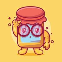 genius jam jar character mascot with think expression isolated cartoon in flat style design vector