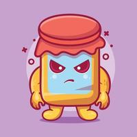 mascota de personaje de tarro de mermelada kawaii con expresión enojada dibujos animados aislados en diseño de estilo plano vector