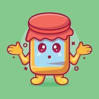 cute jam jar character mascot with confused expression isolated cartoon in flat style design vector