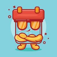 cute calendar character mascot with cool expression isolated cartoon in flat style design vector