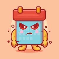 funny calendar character mascot with angry expression isolated cartoon in flat style design vector