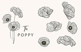 Black poppy flower outline.Vector illustration for icon,sticker,printable and tattoo vector