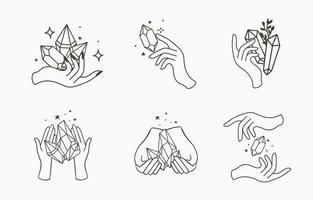 Black crystal hand outline Vector illustration for icon,sticker,printable and tattoo