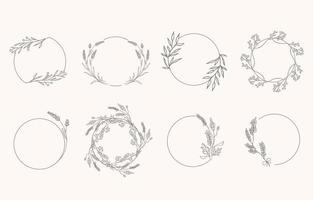 Line object collection with lavender,leaf,flower,circle,wreath vector