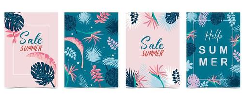 summer sale background with Bird of Paradise palm and jungle