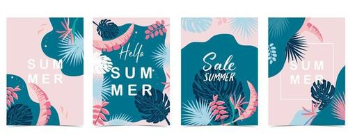 summer sale background with Bird of Paradise palm and jungle vector