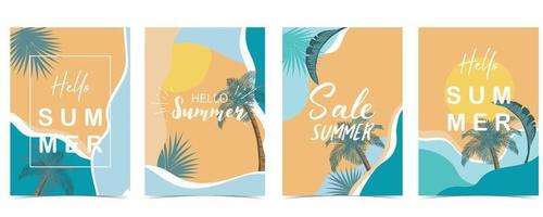 Summer time postcard with sea and beach in the daytime background vector