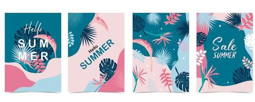 summer sale background with Bird of Paradise palm and jungle vector
