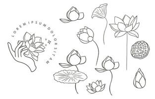 Black lotus flower outline.Vector illustration for icon,sticker,printable and tattoo vector