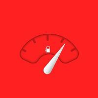Fuel tank indicator or fuel gauge icon isolated on red background. Auto speedometer gauge vector. Flat style gasoline clock illustration vector. Transportation petrol level indicator symbol. vector