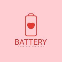 Battery Logo Design With a Heart Icon vector