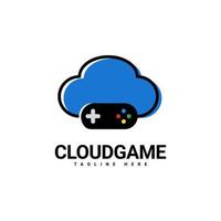 diseño de logotipo de juego en la nube, combinación de logotipo de joystick y nube, plantilla de vector de logotipo