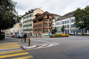 Historical city center of Lucerne, Switzerland with old wooden buildings photo
