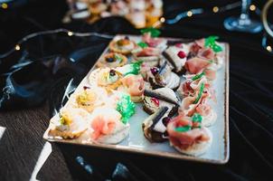 Close Up With Luxury Canapes With Herring And Crea