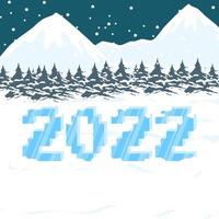 happy new year 2022 in ice theme vector