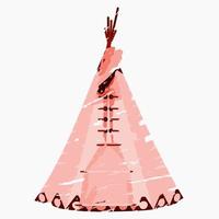 Editable Vector of Isolated Front View Native American Tent Illustration in Brush Strokes Style for Traditional Culture and History Related Design