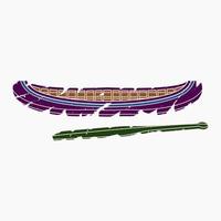 Editable Vector of Isolated Native American Canoe With Paddle Illustration in Brush Strokes Style for Transportation or Traditional Culture and History Related Design