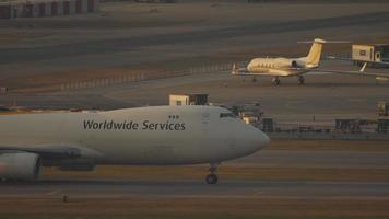 Airfreighter taxiing after landing video