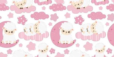 Adorable little sheep seamless pattern vector