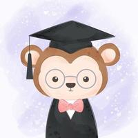 Adorable little monkey in watercolor illustration