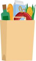 paper shopping bag with groceries Flat design