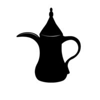 Qatar teapot . Vector stock illustration. Isolated on a white background. Black and white monochrome.