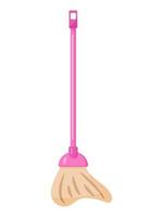 Housework mop, home cleaning broom. Hygiene, washing or housework equipment. Vector illustration in cartoon flat style. Cleaning services concept, house supplies