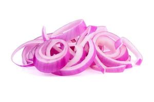 sliced red onion isolated on white background photo