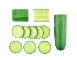 Top view of Cucumber isolated on white background photo