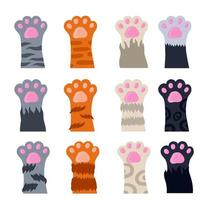 Set of different paw. Spots and stripes. Cartoon flat illustration vector