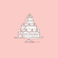 Wedding cake cute small sketch for poster vector