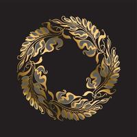 luxury golden wreath with decorative natural leaves and flowers vector
