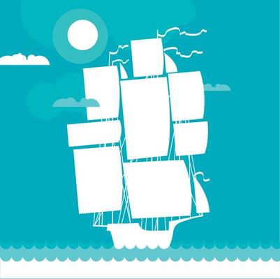 fairy tale decorative ship silhouette vector illustration