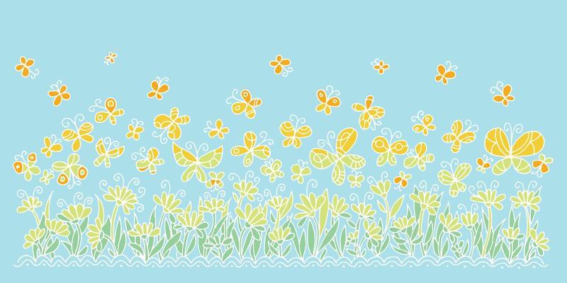 Summer butterfly vector border