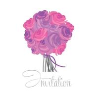 plantilla de invitación de ramo de flores rosas. ilustración vectorial vector