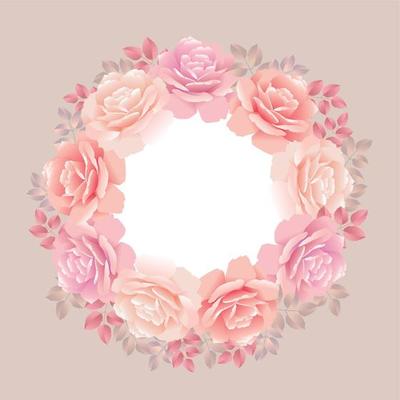 rose wreath on beige background vector illustration