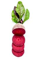 Fresh ripe beets with leaves on a white background