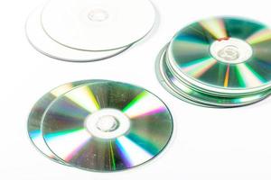 Stack of disks on a white background