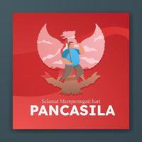 selamat hari pancasila means happy pancasila day social media post greeting poster vector