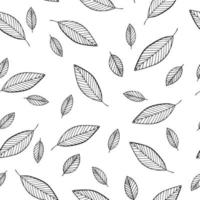 leaves seamless pattern. vector illustration hand drawn in doodle style. scandinavian, minimalism. wallpaper, background, textiles, wrapping paper