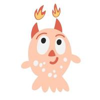 Monster. Cute space monster for kids and toys. Funny bright character in a hand-drawn cartoon doodle style. Ideal for packaging games, puzzles, mazes. Vector cartoon illustrations