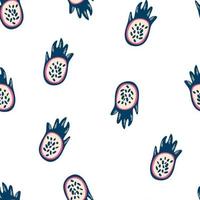 Dragon Fruit seamless pattern. Sweet summer fruit background. Perfect for textile, wallpaper and scrapbook. Vector cartoon illustration